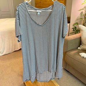 AVA&VIV High-Low Striped Shirt, size 1X